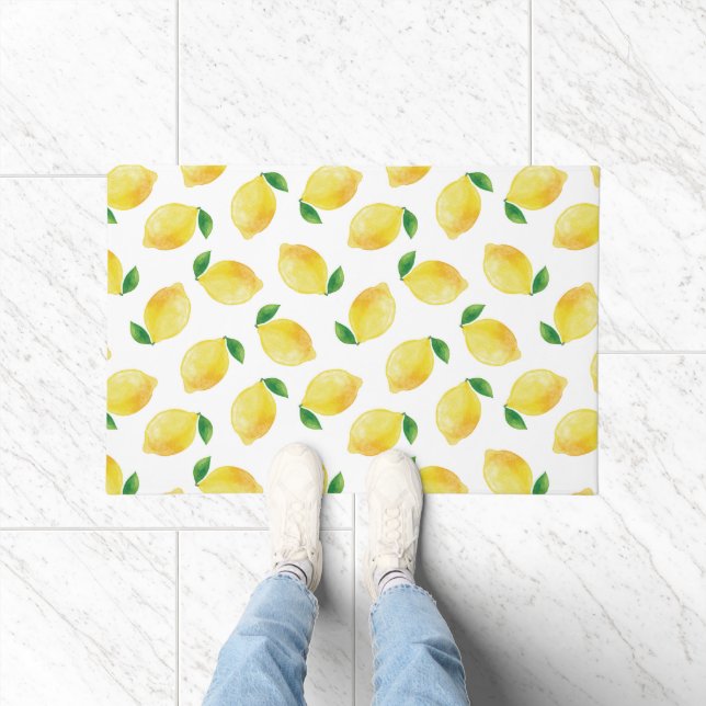 Watercolor Lemon Pattern Doormat (Indoor)