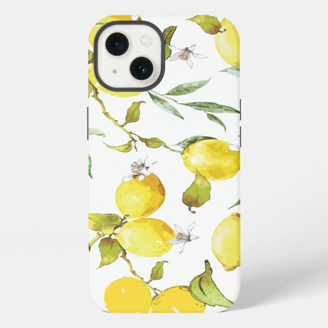 Watercolor Lemon Pattern iPhone Case (Back)
