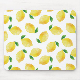Watercolor Lemon Pattern Mouse Mat