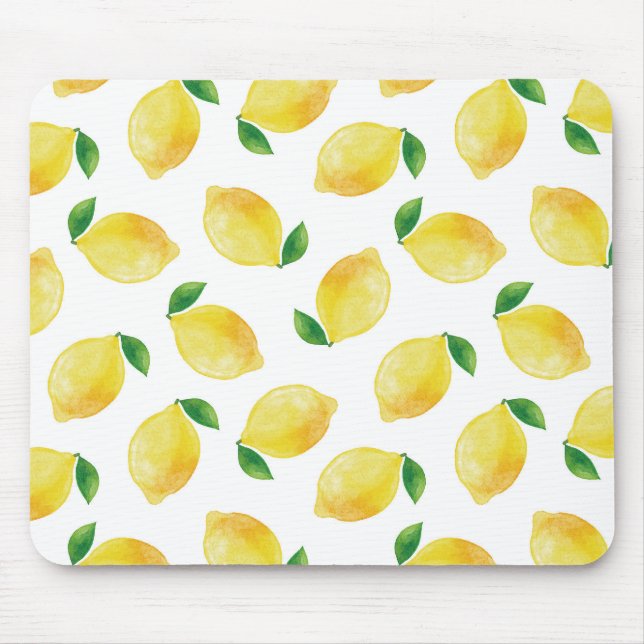 Watercolor Lemon Pattern Mouse Mat (Front)