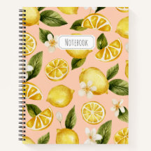 Watercolor Lemon Pattern Notebook
