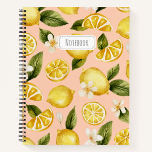 Watercolor Lemon Pattern Notebook