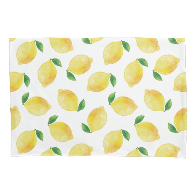 Watercolor Lemon Pattern Pillowcase (Front-Left)