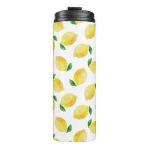 Watercolor Lemon Pattern Thermal Tumbler