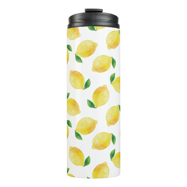 Watercolor Lemon Pattern Thermal Tumbler (Front)