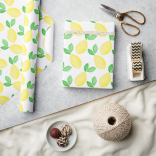 Watercolor Lemon Pattern Wrapping Paper