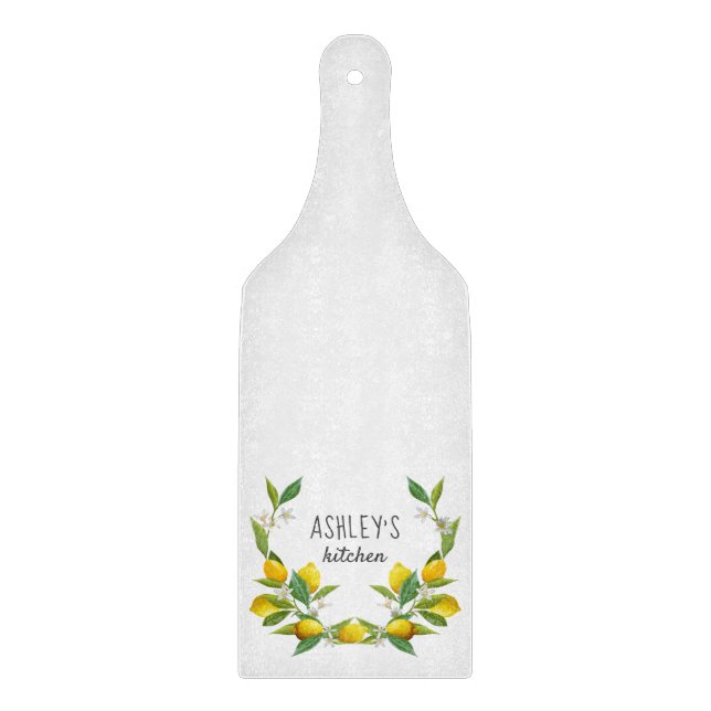 Watercolor Lemon personalised Cutting Board (Front)