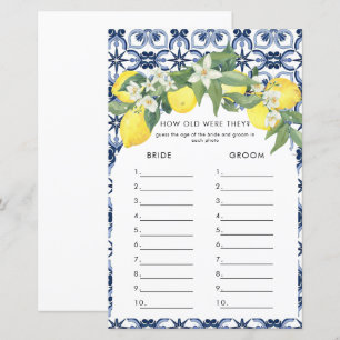 Watercolor Lemon Positano Bridal Shower Games