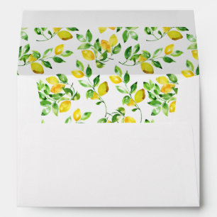 Watercolor Lemon Pre-Addressed Wedding Invitation Envelope
