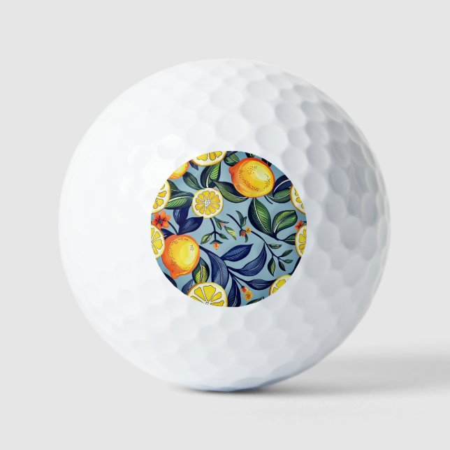 Watercolor Lemon Print Golf Balls (Front)