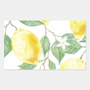 Watercolor Lemon Rectangular Sticker