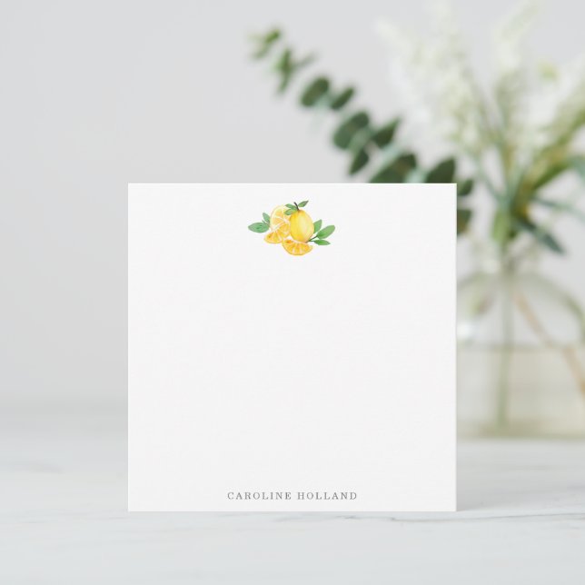 Watercolor Lemon Simple Personalised Stationery  Card (Standing Front)