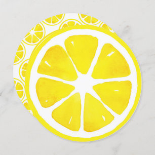 Watercolor Lemon Slice and Pattern Invitation