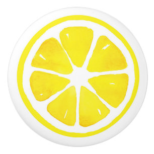 Watercolor Lemon Slice Ceramic Knob