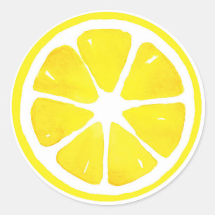 Watercolor Lemon Slice  Classic Round Sticker