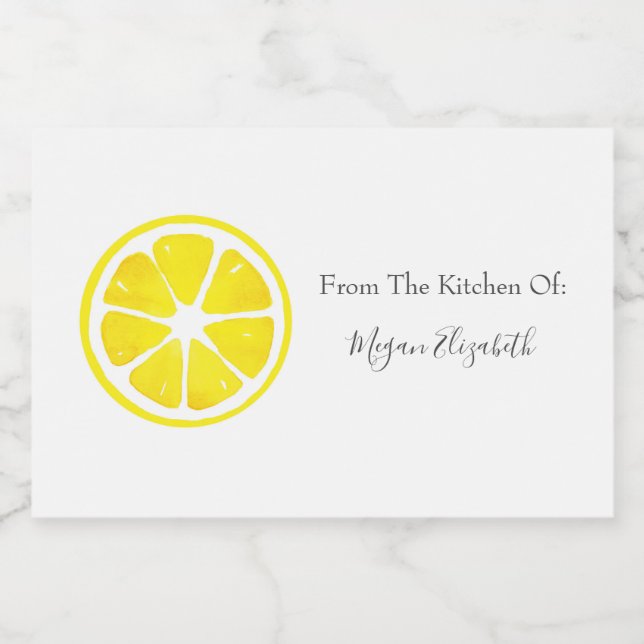  Watercolor Lemon Slice  Food Label (Single Label)