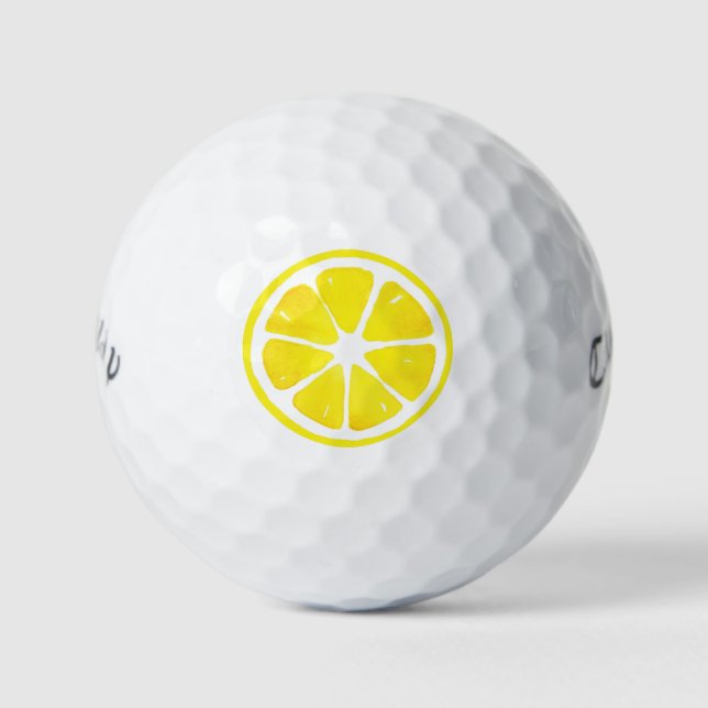 Watercolor Lemon Slice Golf Balls (Front)