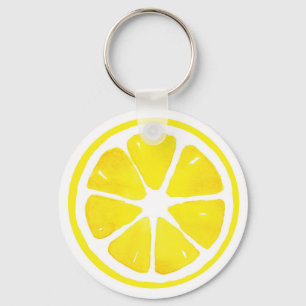 Watercolor Lemon Slice  Key Ring