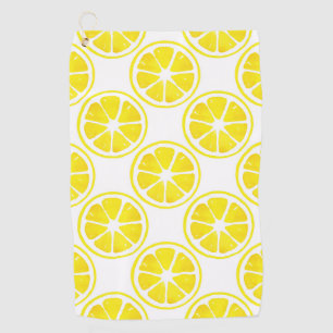 Watercolor Lemon Slice Pattern   Golf Towel