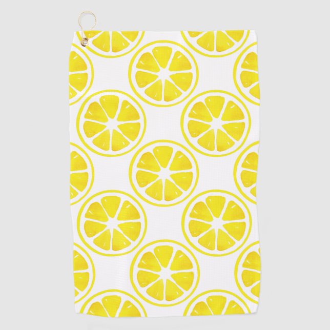 Watercolor Lemon Slice Pattern   Golf Towel (Front)