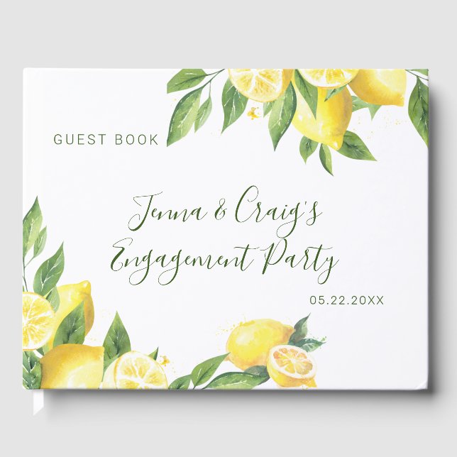 Watercolor Lemon Special Occasion Guest Book (Front)