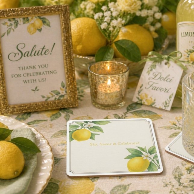 Watercolor Lemon  Square Paper Coaster (Creator Uploaded)