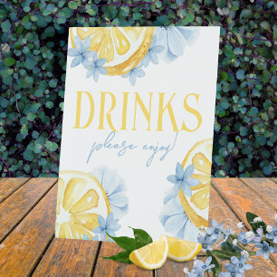 Watercolor Lemon Standing Drinks Pedestal Sign