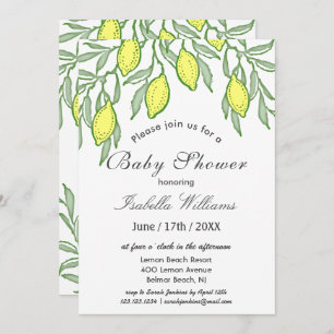 Watercolor Lemon Summer Baby Shower Invitation