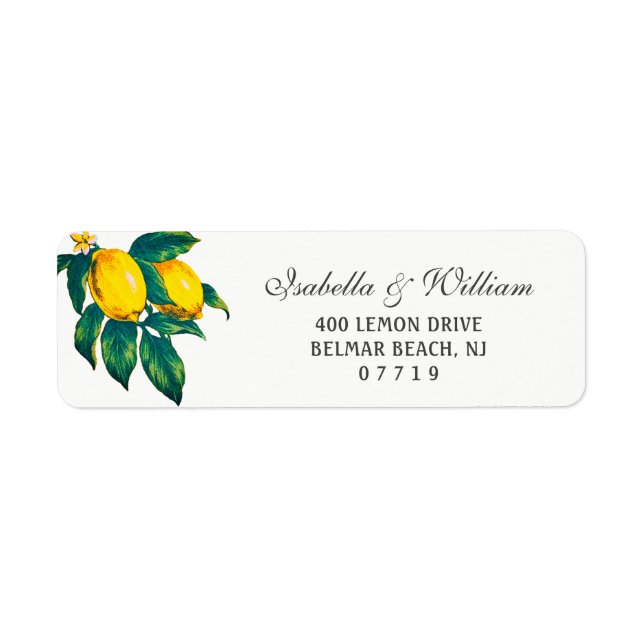 Watercolor Lemon Summer Wedding Address (Front)
