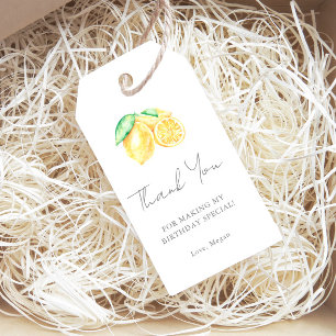 Watercolor Lemon Thank You Birthday Gift Tags