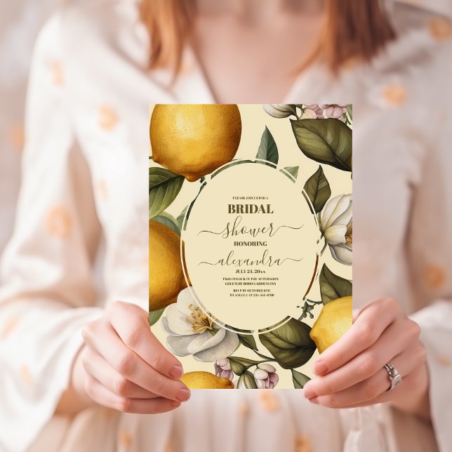 Watercolor Lemon Theme Bridal Shower Invitation (Creator Uploaded)