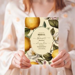 Watercolor Lemon Theme Bridal Shower Invitation