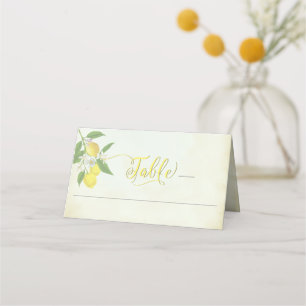 Watercolor Lemon Theme Place Cards Formal Dinner