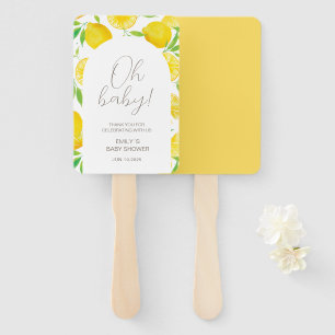 Watercolor Lemon Themed Baby Shower Hand Fan