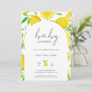 Watercolor Lemon Themed Baby Shower Invitation