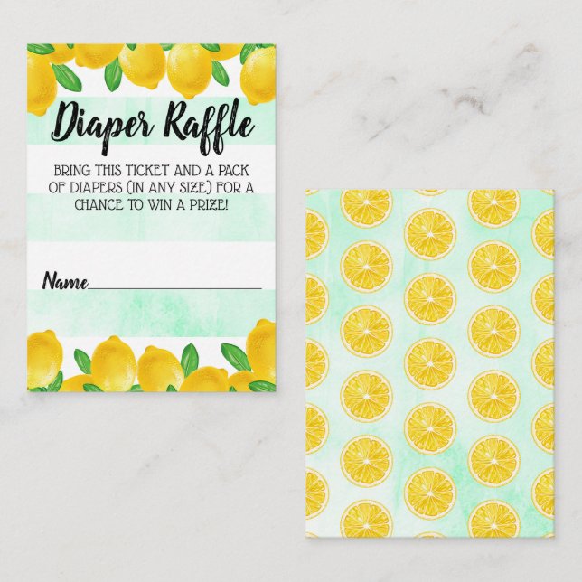 Watercolor Lemon Tree Baby Shower Diaper Raffle Enclosure Card (Front/Back)