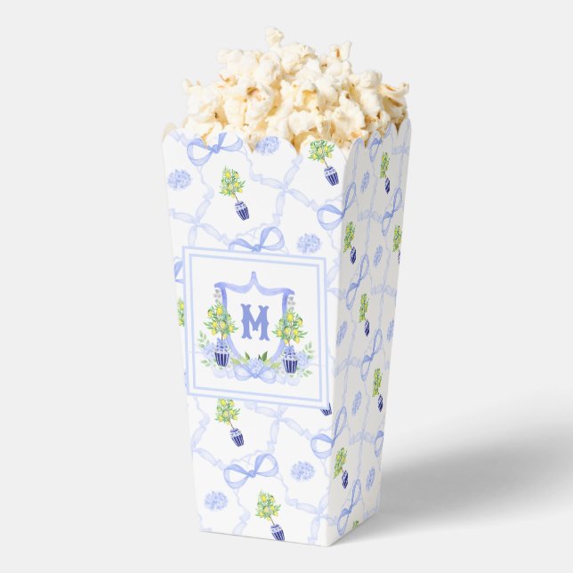 Watercolor Lemon Tree Monogram Crest Favour Box (Popped)