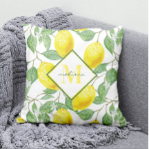 Watercolor Lemon Tree Pattern Name and Monogram