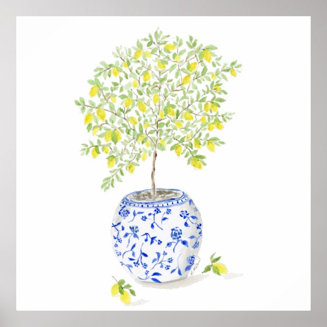 Watercolor Lemon Tree Poster (Front)
