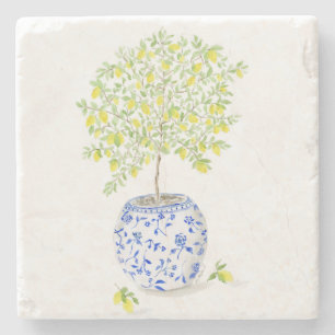 Watercolor Lemon Tree Stone Coaster