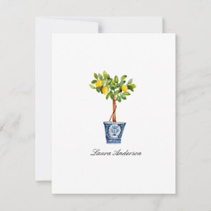 Watercolor Lemon Tree topiary flat Thank You Card