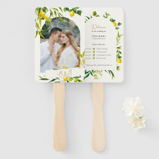 Watercolor Lemon Wedding Ceremony Program Fan