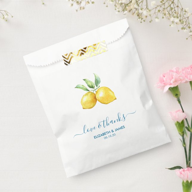 Watercolor Lemon Wedding Favour Bags (Sealed)