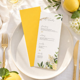 Watercolor Lemon Wedding Flat Menu