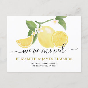 Watercolor Lemon We've Moved Change of Address  Announcement Postcard