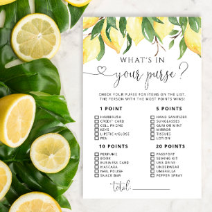 Watercolor Lemon What's in Your Purse Game