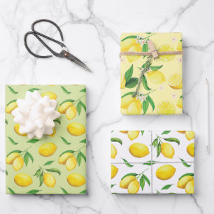 Watercolor Lemon Wrapping Paper Sheet
