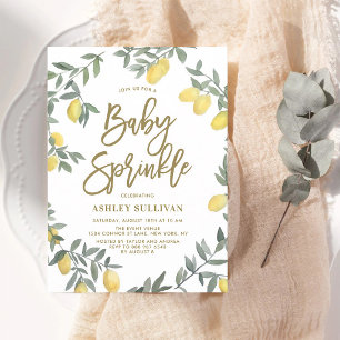 Watercolor Lemon Wreath Summer Baby Sprinkle Invitation