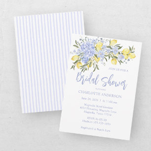 Watercolor Lemon Yellow Blue Bridal Shower Invitation