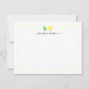 Watercolor Lemon Yellow Border Personalised Card